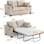 Full Size Pull Out Sleeper Sofa Bed, 2-in-1 Convertible Corduroy Pull Out Couch - Image 3