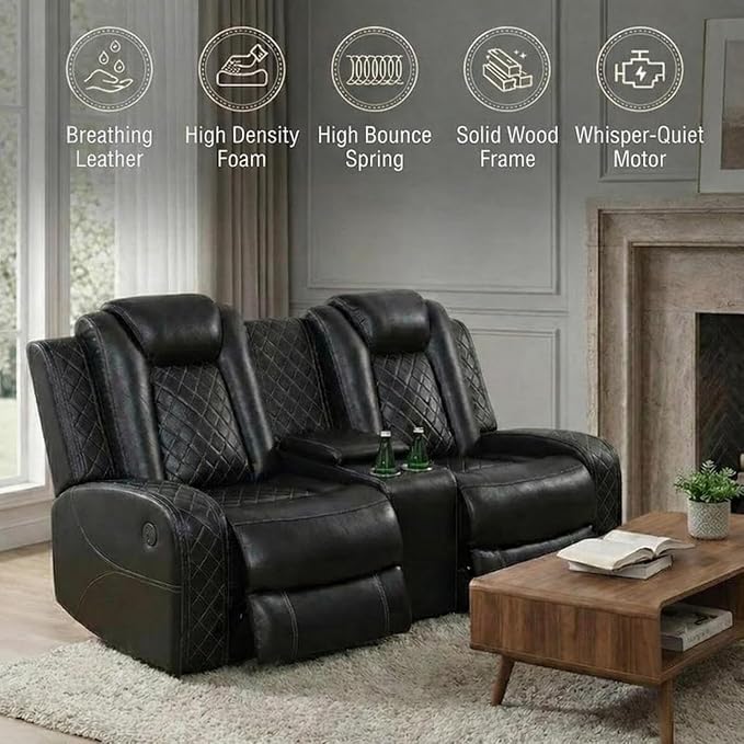 Power Recliner Sofa Set with LED Lights, Includes a Manual Loveseat and a 3 - Image 7