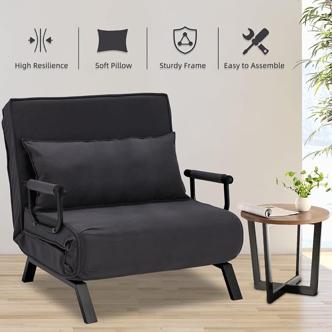 Hupmad Convertible Bed Sleeper Chair, Tri-fold Upholstered Armchair Sleeper - Image 5