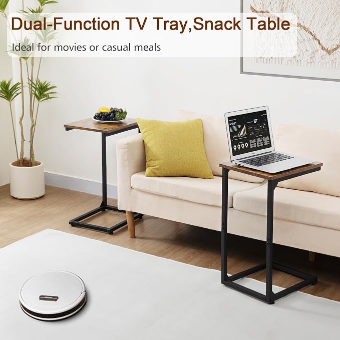 AMHANCIBLE C Shaped End Table, Slide Under Couch Table - Image 7