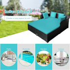COSTWAY Outdoor Patio Rattan Daybed, Sponge Cushioned Loveseat Sofa - Image 9