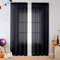 Black Sheer Curtains 78 Inches Long 2 Panels by OVZME