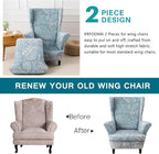 KRFOONN Velvet Wing Chair Slipcovers 2 Piece Stretch Printed Wingback Chair - Image 4