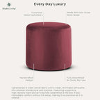 Studio Living® 19” Wentworth Ottoman Round Soft Velvet Bench, Stationary - Image 4