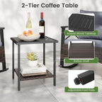 Tangkula 3 Pieces Outdoor Rocking Chairs Set, Rattan Heavy Duty Cushioned - Image 9