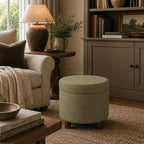 Homepop Home Decor | Upholstered Round Storage Ottoman | Ottoman - Image 2