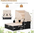 COSTWAY Outdoor Daybed with Retractable Canopy, Patio Rattan Daybed with - Image 6