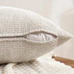 MIULEE Soft Decorative Chenille Pillow Covers Neutral 16x16 Pack of 4 | Mid - Image 7