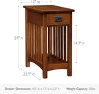 Leick Home Mission End Table, Solid Wood, 1 Storage Drawer, Bottom Display Shelf - Image 3