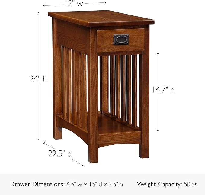 Leick Home Mission End Table, Solid Wood, 1 Storage Drawer, Bottom Display Shelf - Image 3
