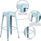Flash Furniture Kai Commercial Grade 30" High Backless Distressed Green-Blue - Image 4