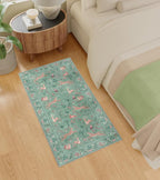 DUKINO 2x4 Rug for Entryway, Animal Washable Runner Rug for Kitchen, Teal | Non - Image 7