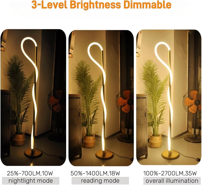 Modern LED Gold Floor Lamp, 3-Level Dimmable Flexible DIY Modeling Tall - Image 4