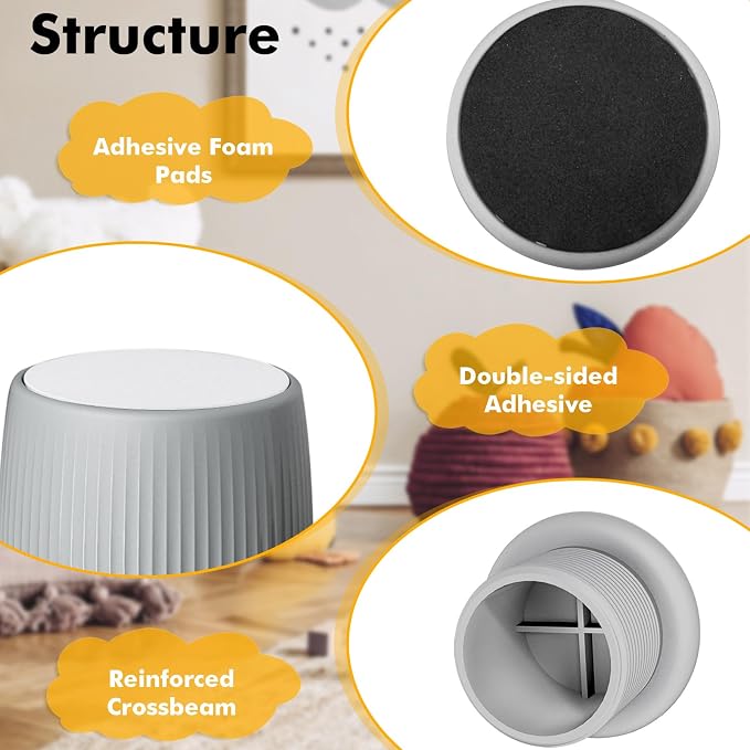 Adjustable Furniture Bed Risers, 1.6-2.6 inch Bed Risers Gray, Durable Plastic - Image 4