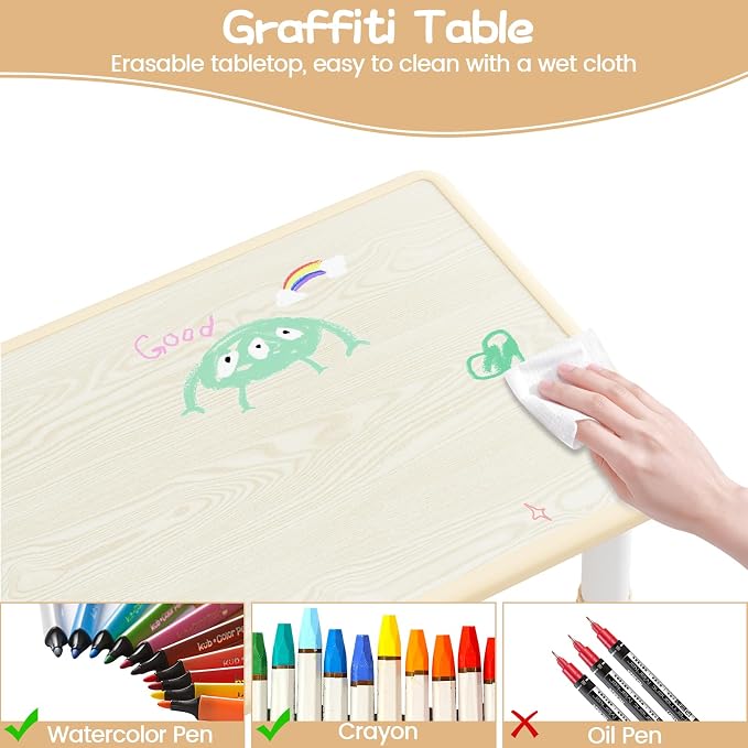 GAOMON Kids Table and 2 Chairs Set - Image 3