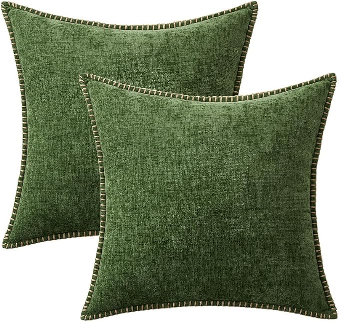 MIULEE Decorative Euro Sham Pillow Covers 24x24 Inch Forest Green 2 Pack | - Image 8