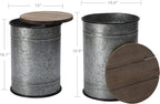 Rustic Storage Ottoman Seat Stool, Farmhouse Accent Side Table, Antique - Image 3