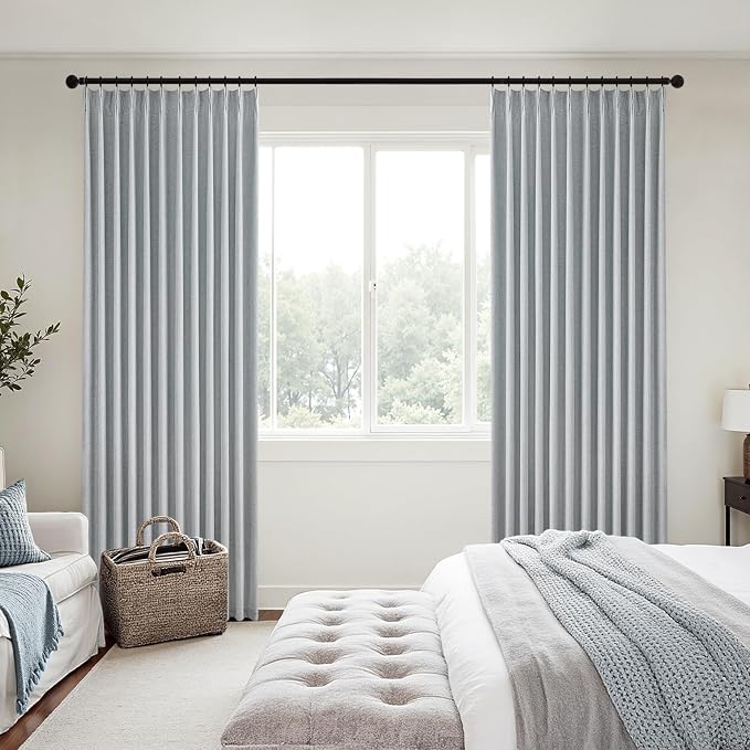 MIULEE Grayish Blue Pinch Pleated 100% Blackout Curtains 40x102 Inches | Room - Image 2