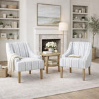 HomePop Swoop Arm Accent Chair, Ivory Stripe - Image 2