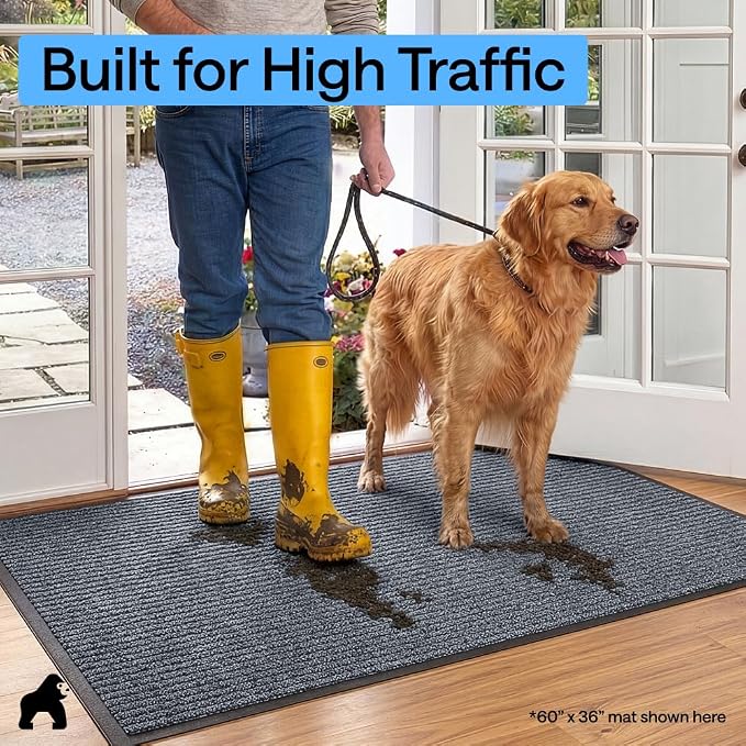 GORILLA GRIP Waterproof Traffic Guard Door Mat, 2 Pack Indoor Outdoor Durable - Image 7