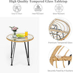 Tangkula 3 Pieces Patio Bistro Set, Rattan Conversation Set - Image 7