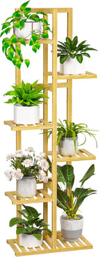 ROMGUAR CRAFT 6 Tier Bamboo Plant Stand Indoor, Wood Tall Flower Holder Corner by ROMGUAR+CRAFT