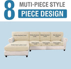 H.VERSAILTEX Sectional Couch Covers 8 Pieces Stretch Sofa Covers - Image 2