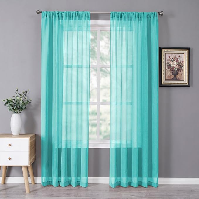 Tollpiz Sheer Curtains Bedroom Linen Textured Curtain Sheers Light Filtering by Tollpiz