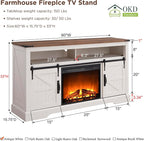 OKD Fireplace TV Stand for 65+ Inch TV, Rustic Media Console w/Sliding Barn - Image 6