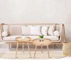 Round Coffee Table Set of 2, Natural Boho Coffee Tables, Small Mid Century - Image 2