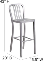 Flash Furniture Commercial Grade 30" High Silver Metal Indoor-Outdoor Barstool - Image 2