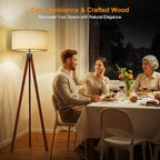 LEPOWER Wood Tripod Floor Lamp, Mid Century Standing Lamp, Modern Design - Image 4