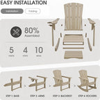 Adirondack Rocking Chair with Retractable Ottoman, Outdoor Folding Adirondack - Image 7