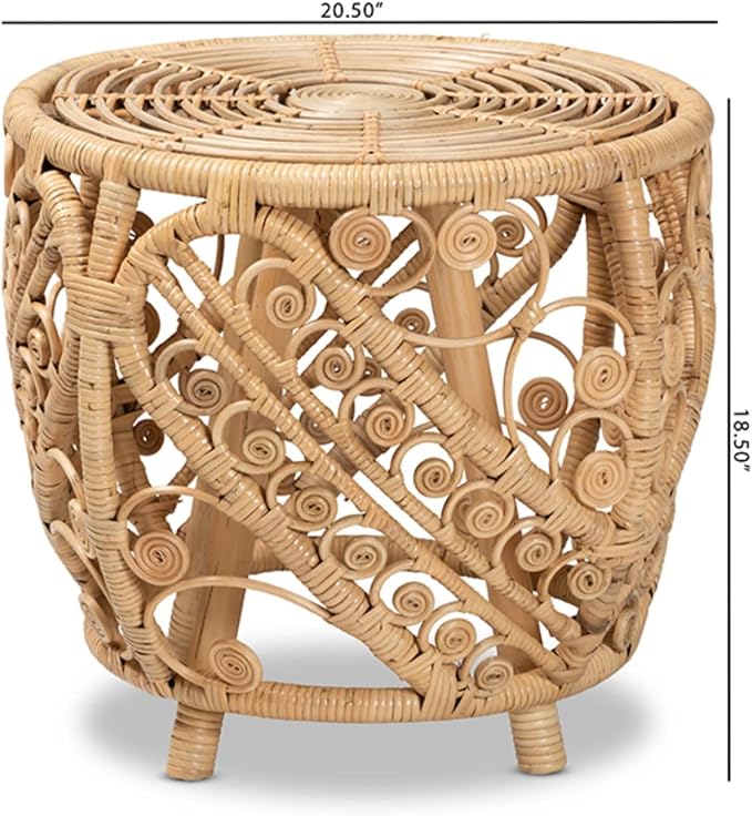 Baxton Studio Saranna Modern Bohemian Natural Brown Finished Rattan End Table - Image 3