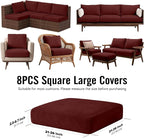8Pcs Outdoor Cushion Covers, Stretch Patio Furniture Couch Chair Slipcovers | - Image 2
