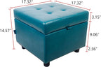 H&B Luxuries Tufted Leather Square Flip Top Storage Ottoman Cube Foot Rest - Image 3