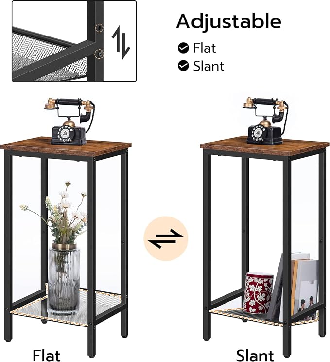 HOOBRO Tall Side Tables, Industrial End Telephone Tables - Image 7