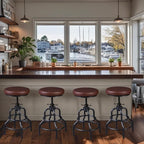 LOKKHAN Industrial Bar Stools-Swivel Leather Metal Bar Stool-20-27 Inch Tall - Image 7