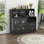 Bar Cabinet for Home with LED Light, Coffee Bar Cabinet with Wine & Glass Rack - Image 7