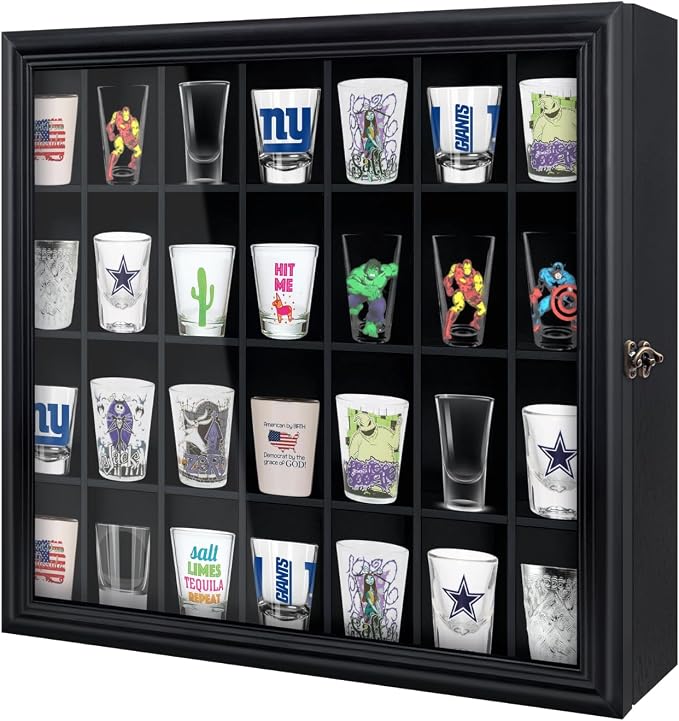 Shot Glass Display Cabinet Solid Wood by ILOT