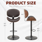 civama Brown Bar Stools Set of 2 - Image 2