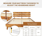 Bme Caden King Size Bed Frame and Adjustable Headboard, 15 Inch Mid Century - Image 6