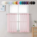 Chyhomenyc Sheer Curtains 36 inch Length 2 Panels, Light Filtering Voile Rod by Chyhomenyc