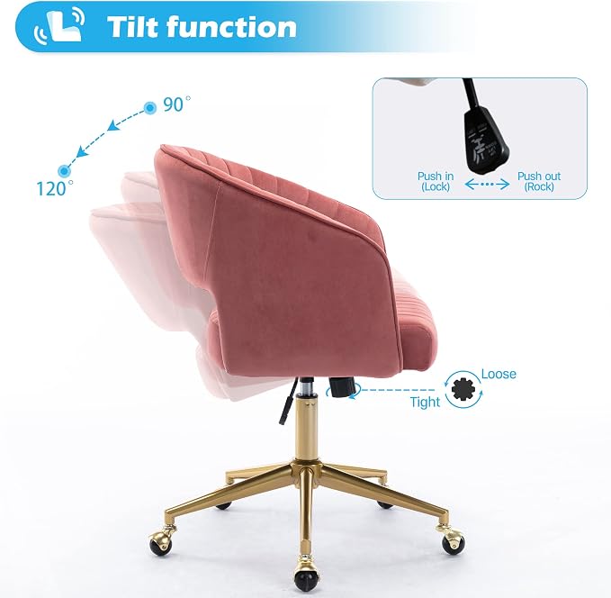 Home Office Chair Swivel Velvet Desk Chair Accent Armchair Upholstered Modern - Image 5