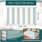 Blue White Striped Outdoor Rug - Image 2