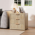 Night Stand with 3 Drawers, Fluted Bed Side End Table with Metal Handle - Image 8