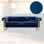 Mid-Century Modern Blue Velvet Sofa - Image 2