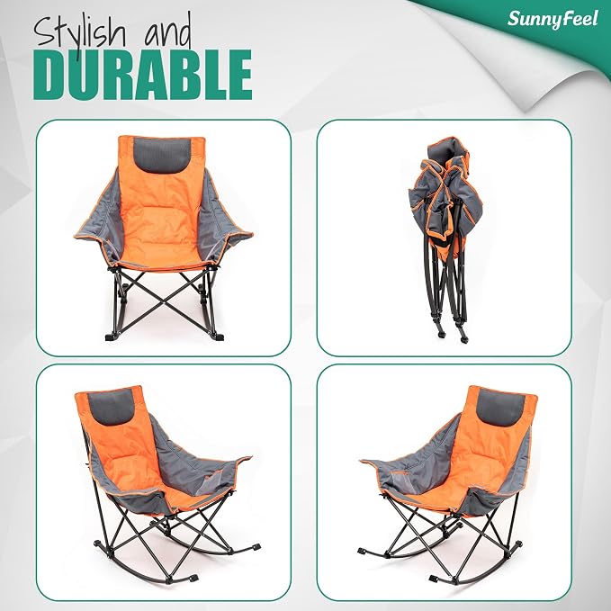 SUNNYFEEL Oversized Heated Rocking Camping Chair, Fully Padded Patio Chair - Image 7