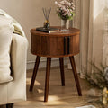 ZttRiee Side Table with Sliding Door & Cabinet, End Table by ZttRiee