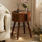 ZttRiee Side Table with Sliding Door & Cabinet, End Table by ZttRiee